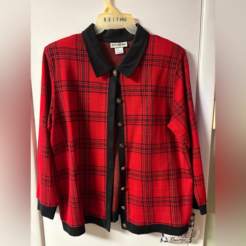 Women's Red Plaid Button Down Shirt